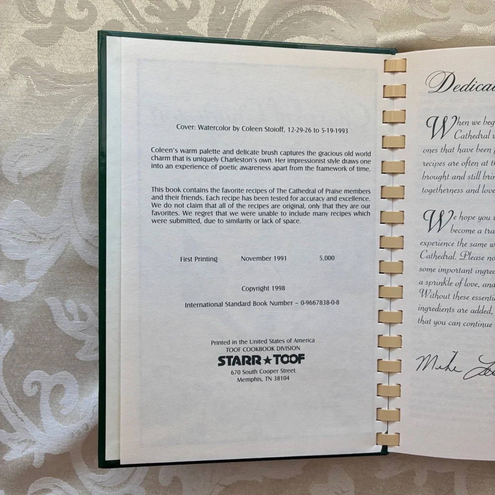 Charm of Charleston Church Cookbook Spiral Bound Hardcover NEW